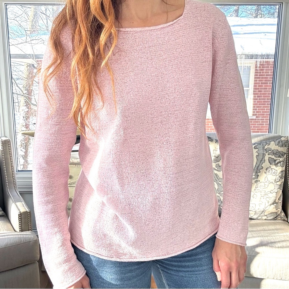 Eileen Fisher Long Sleeve Silk Blend Light Pink Top - Picture 2 of 9